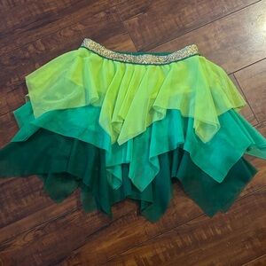Sparkling Green Layered Kids Skirt